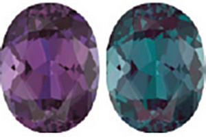 Oval Chatham Created Alexandrite gemstones changes color.