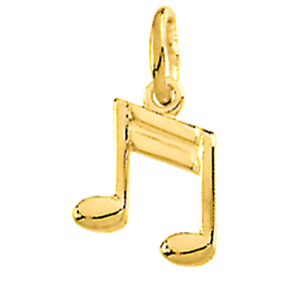14k Yellow Gold Music Notes Charm - Pendant. 