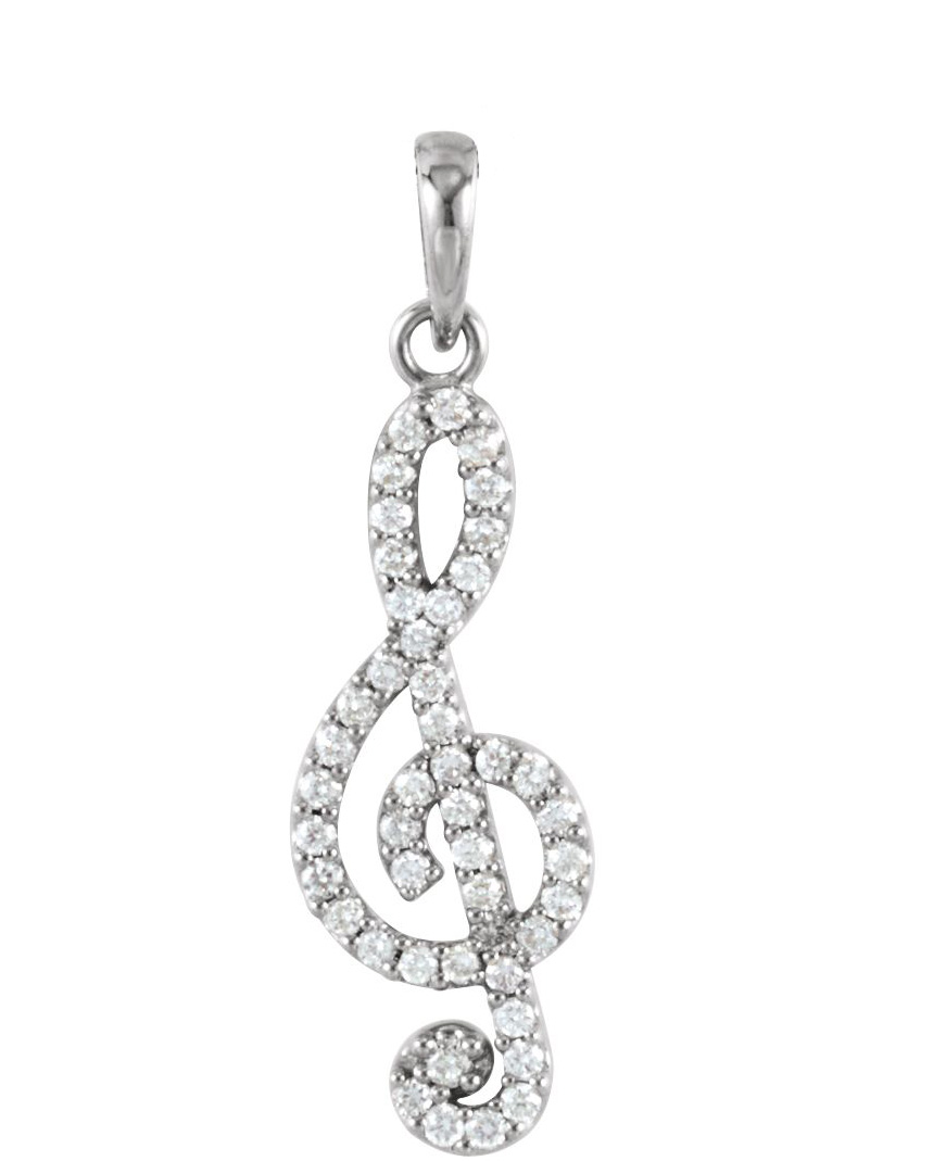 Petite Diamond Treble Clef Pendant. also offered as a necklace. 