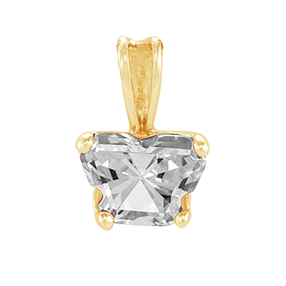 Girl's Bfly White Cubic Zirconia 10k Yellow Gold Pendant