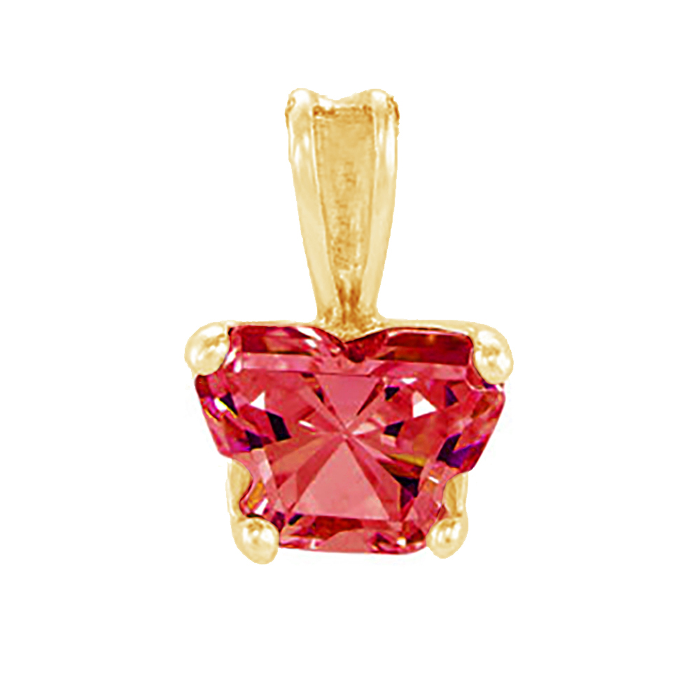 Girl's Bfly Red Cubic Zirconia 10k Yellow Gold Pendant