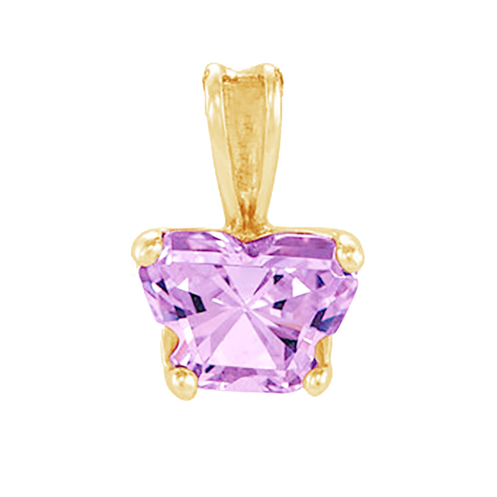 Girl's Bfly Light Purple Cubic Zirconia 10k Yellow Gold Pendant