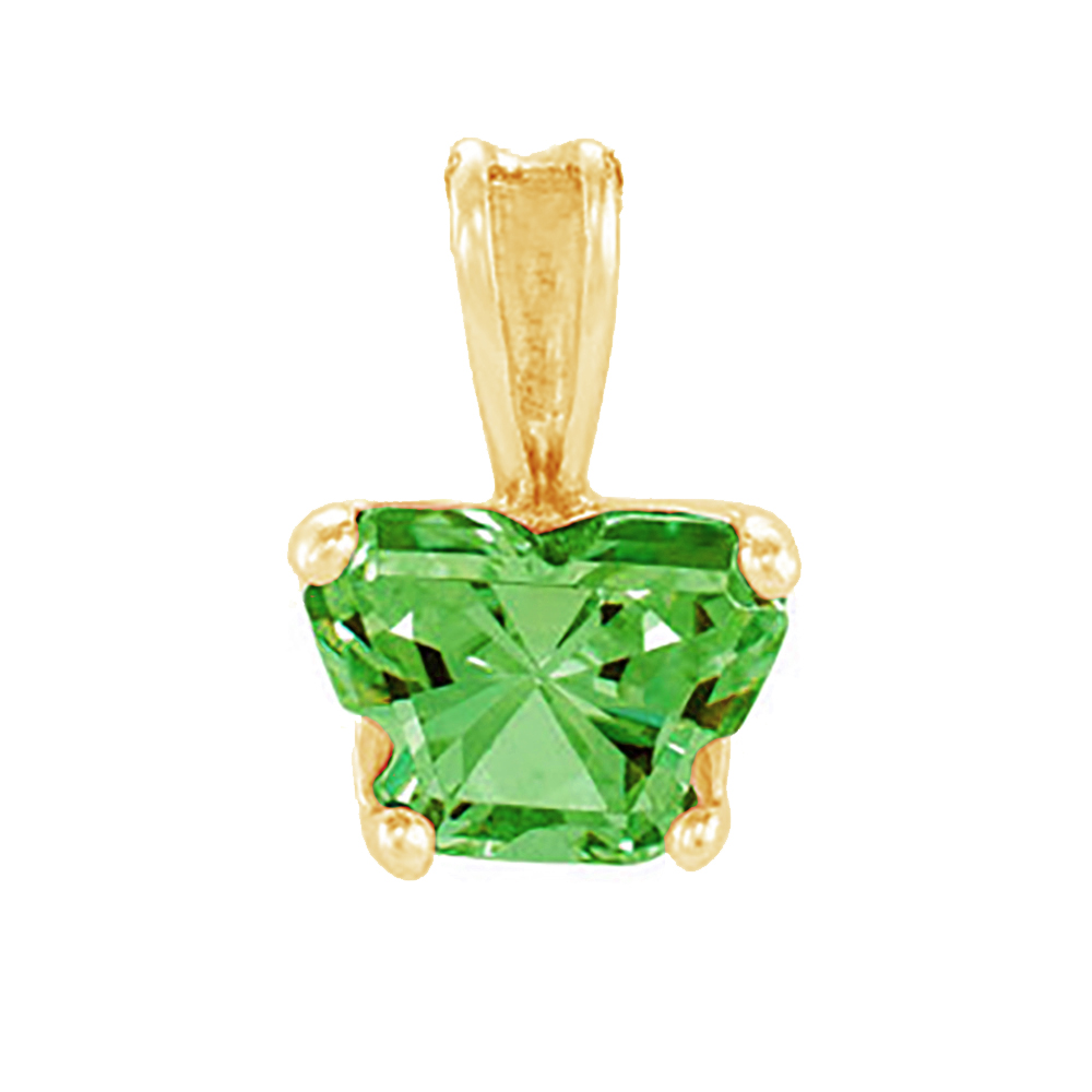 Girl's Bfly Green Cubic Zirconia 10k Yellow Gold Pendant