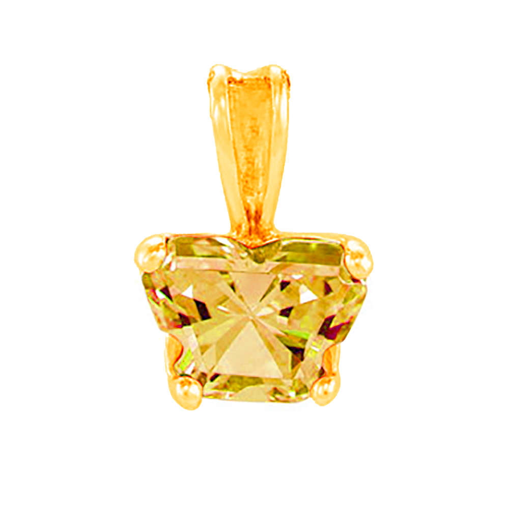 Girl's Bfly Yellow Cubic Zirconia 14k Yellow Gold Pendant