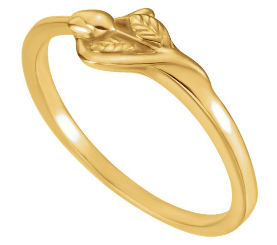 Yellow gold 'Unblossomed Rose' chastity ring. 
