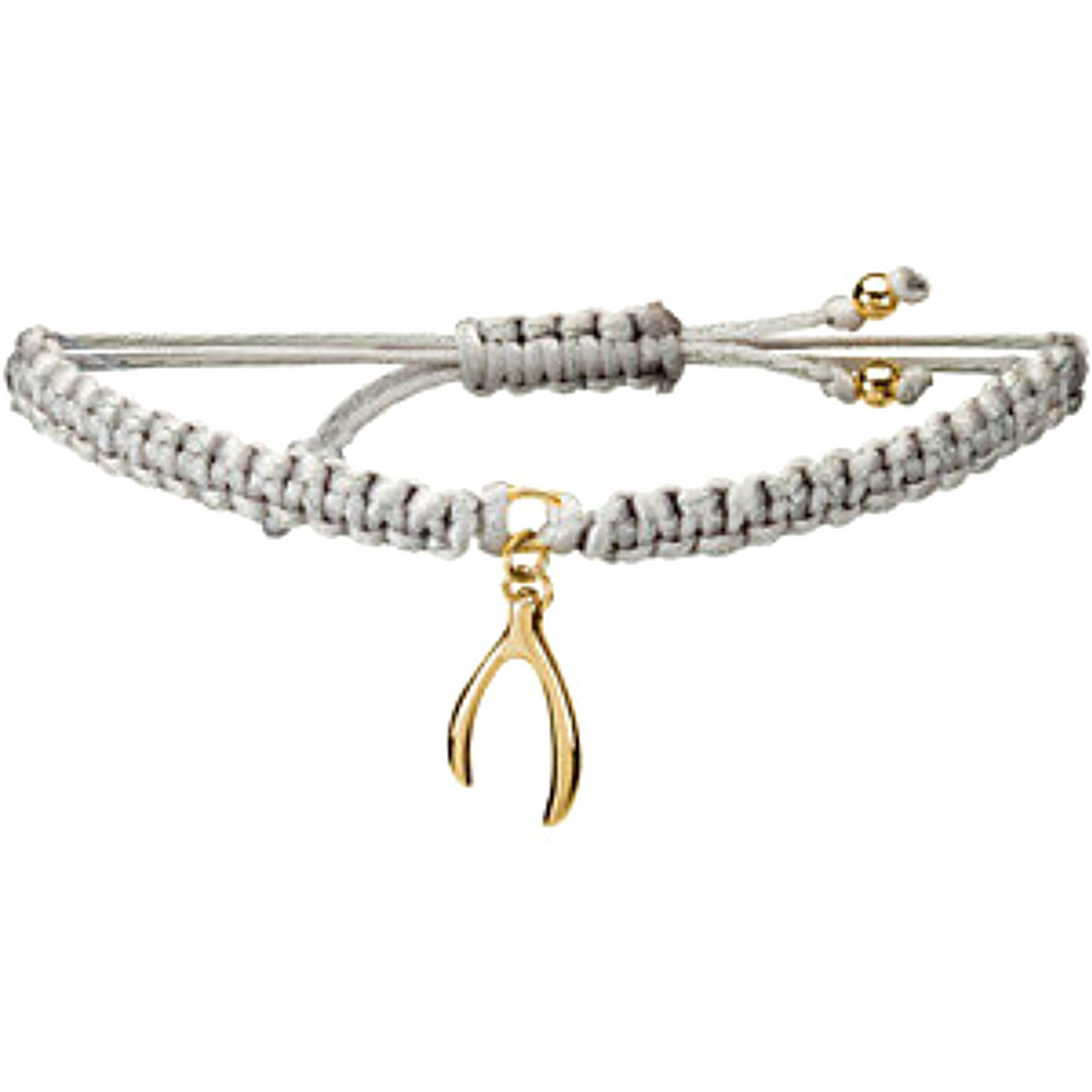 'Heart U Back' Gray Wishbone Bracelet, 14k Yellow Gold Plated Sterling Silver 