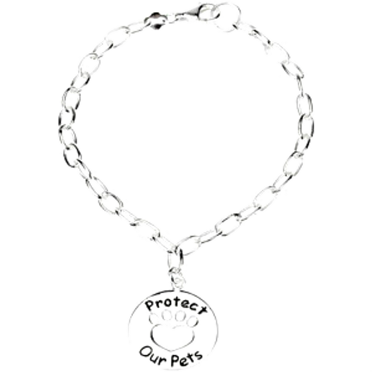 'Heart U Back' Protect Pets Bracelet, Rhodium Plated Sterling Silver, 7'
