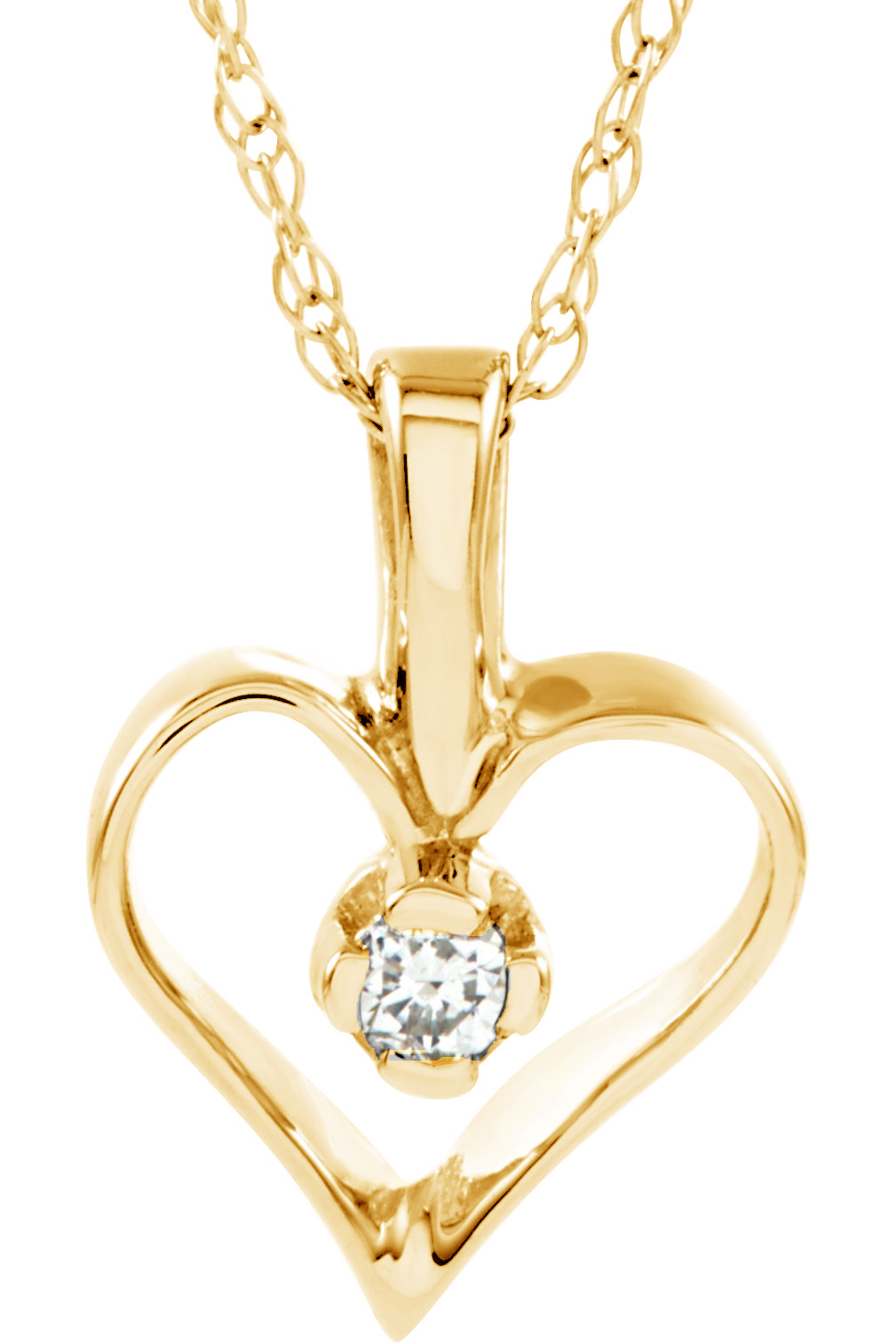 Petite 14k Yellow Gold Diamond Heart Necklace, 18"