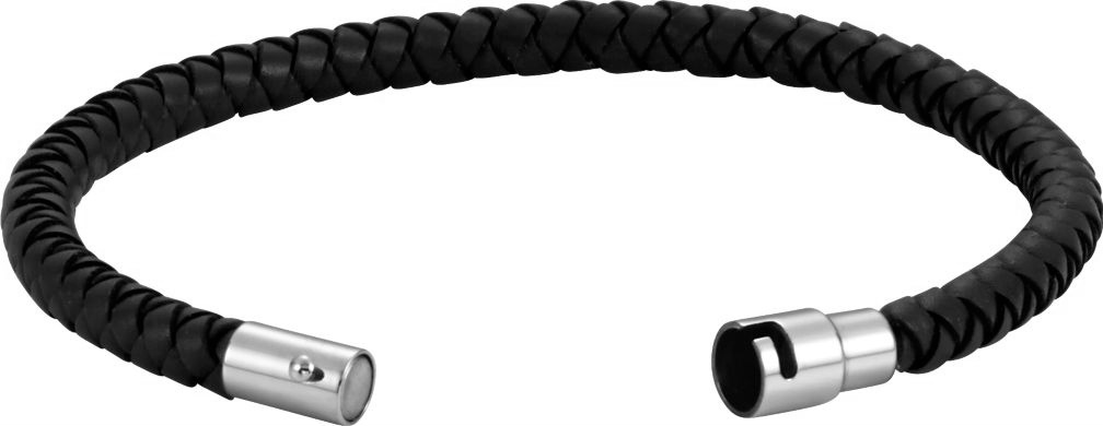 Black Leather Bracelet with Stainless Steel Barrel Clasp in 7.5, 8.5 and 9 inch lengths.