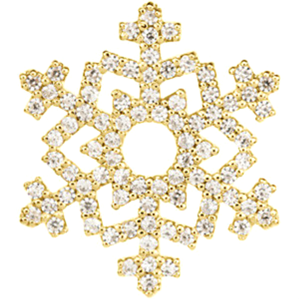 Diamond Snowflake 14k Yellow Gold Pendant with Invisible Bail