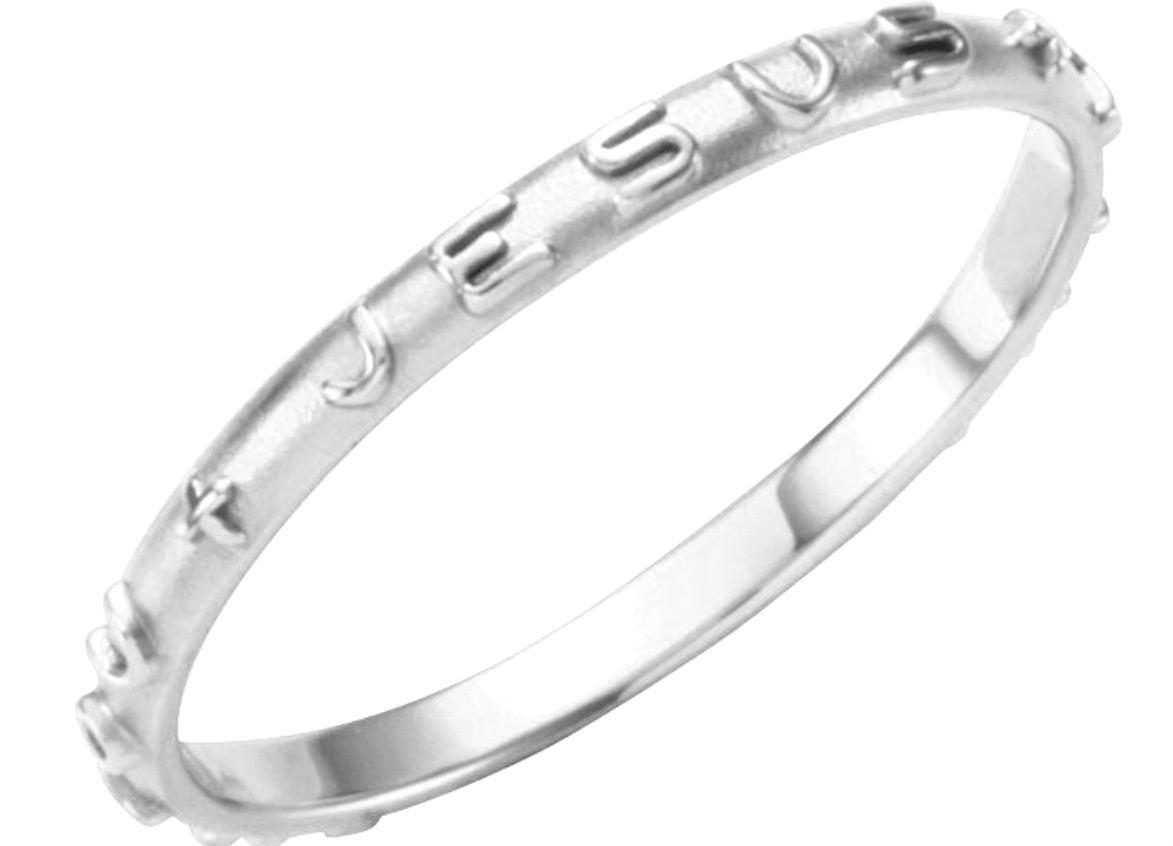 14k White Gold 'What Would Jesus Do' Prayer Band, Also Offered in Sterling Silver