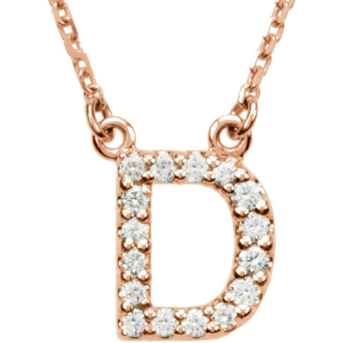 Diamond D Initial 14k Rose Gold Necklace, 16"