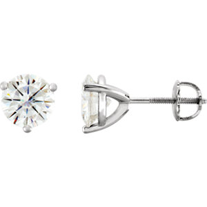 14k White Gold Charles and Colvard Forever Brilliant Moissanite Stud Earrings. 
