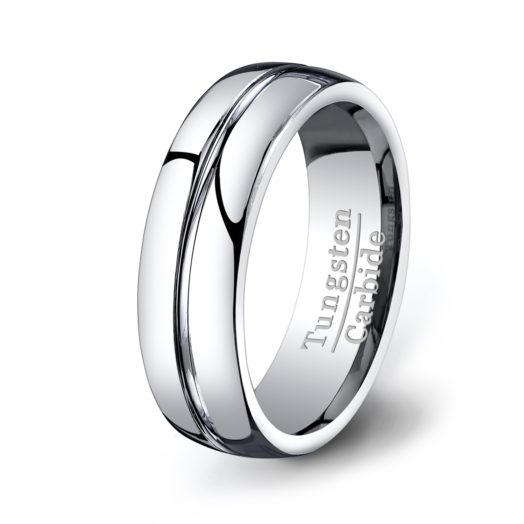 Tungsten Grooved Comfort Fit Ring. 