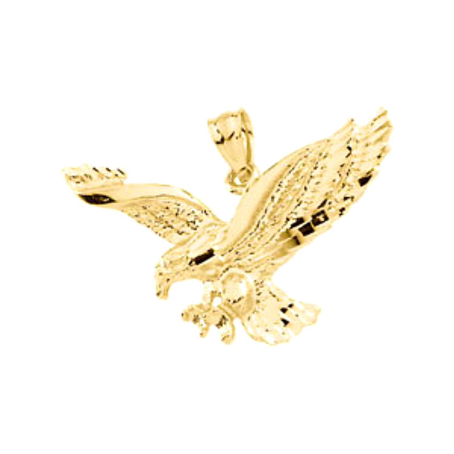 Fancy Engraved Eagle Pendant in 14k Yellow Gold. 