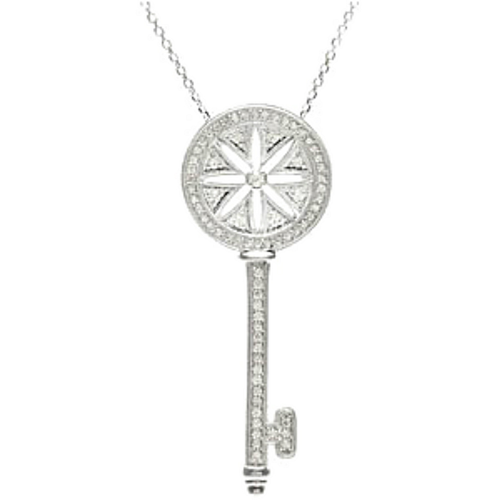 Diamond Key, Sterling Siver Necklace. 