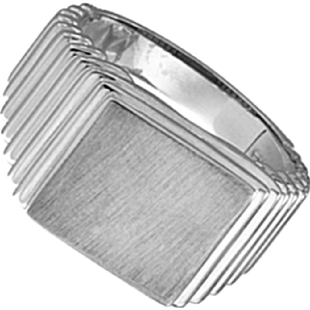 14K White Gold Brush Top Finish Square Signet Ring. 
