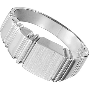 14k White Gold Brush Top Finish Signet Ring Standard. 