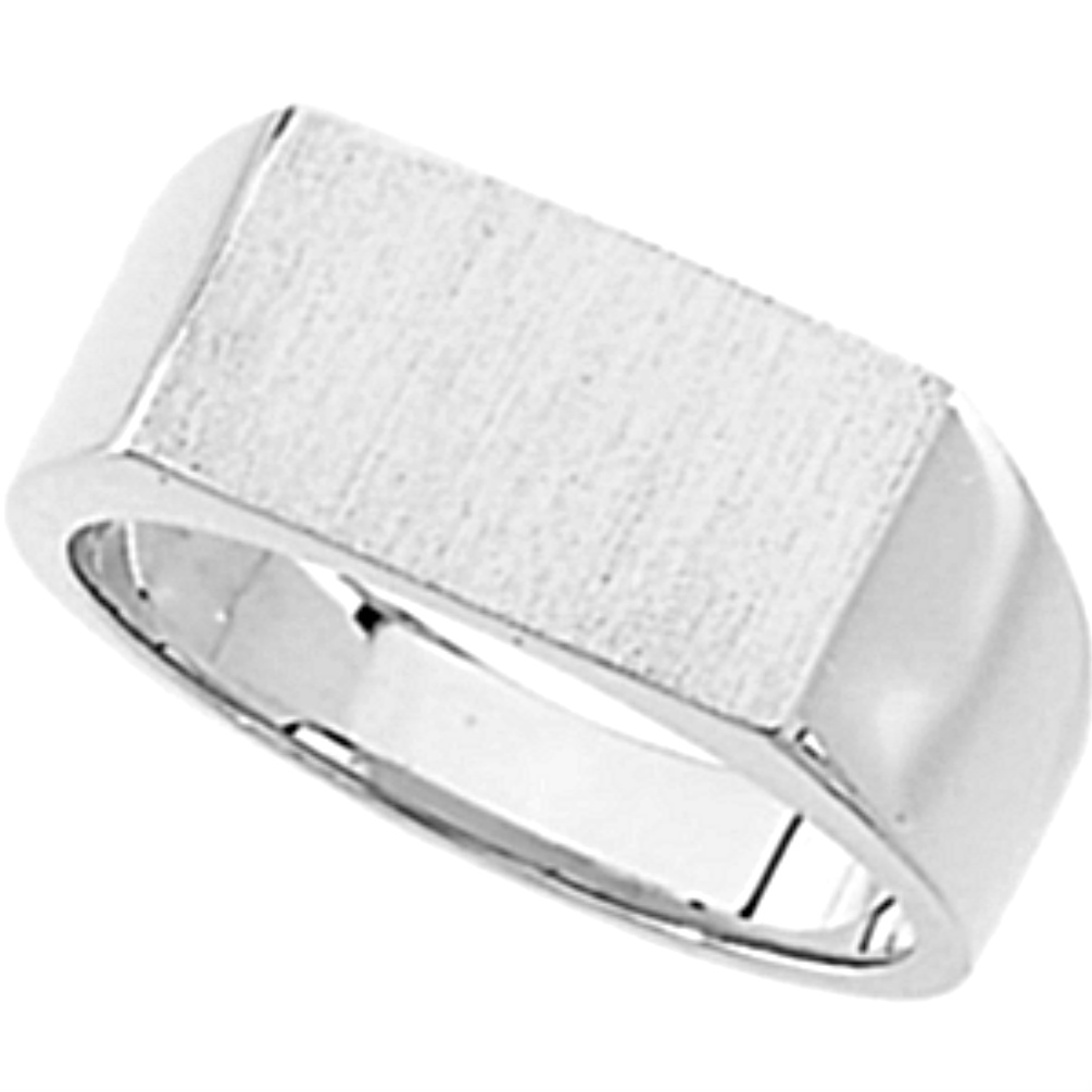 14kw Gold Brushed Finish Solid Back Signet Ring. 