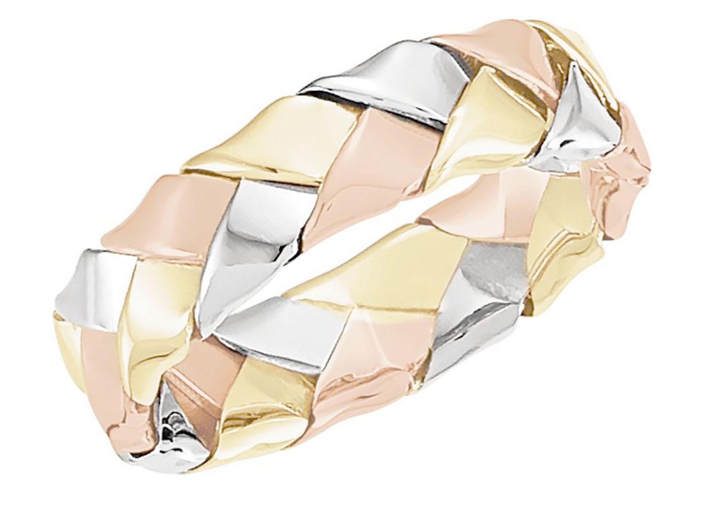 Men's handmade rustic tri-gold band. 
