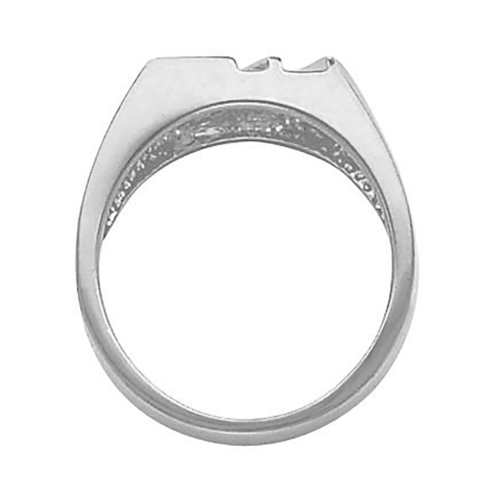 3 Genuine Diamond and Onyx Ring, 10.5mm 14k Yellow Gold