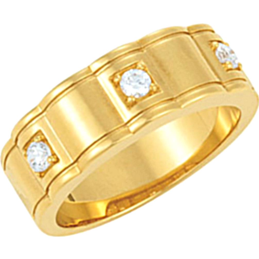 14k Yellow Gold 3-Stone Diamond Ring. 