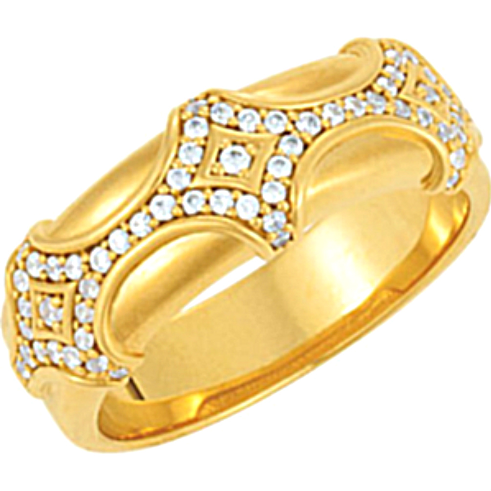 14k Yellow Gold Diamond Arabesque Style Band. 