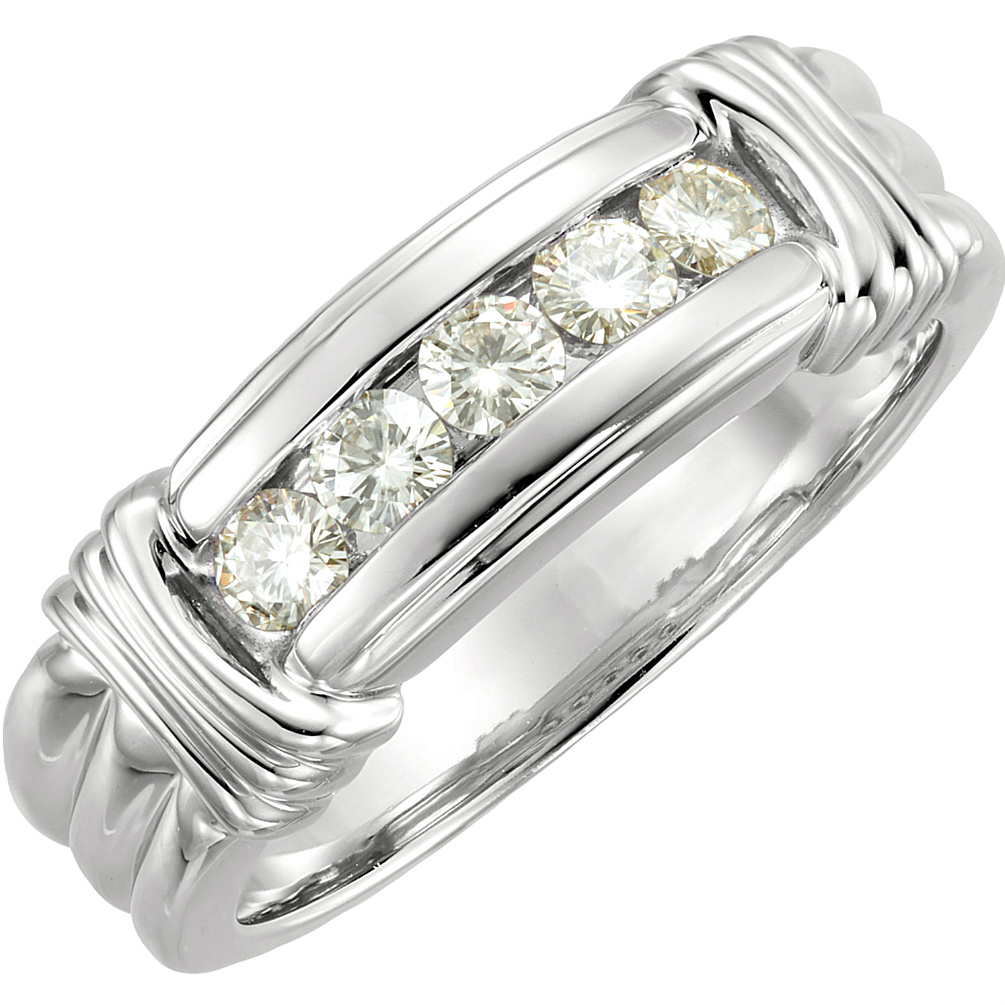 Men's Forever Classic 14k White Gold Moissanite Band. 