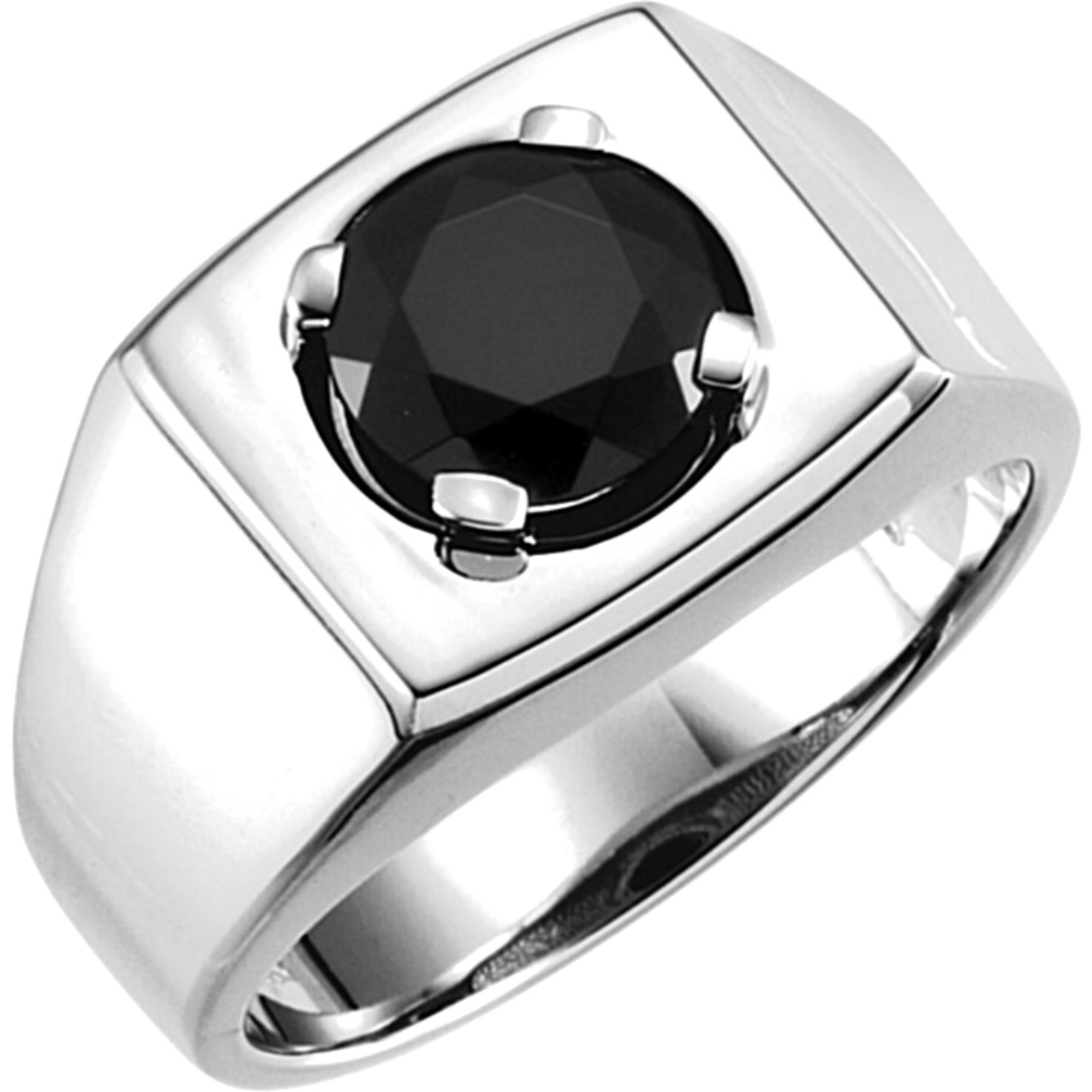 10k White Gold Onyx Ring. 