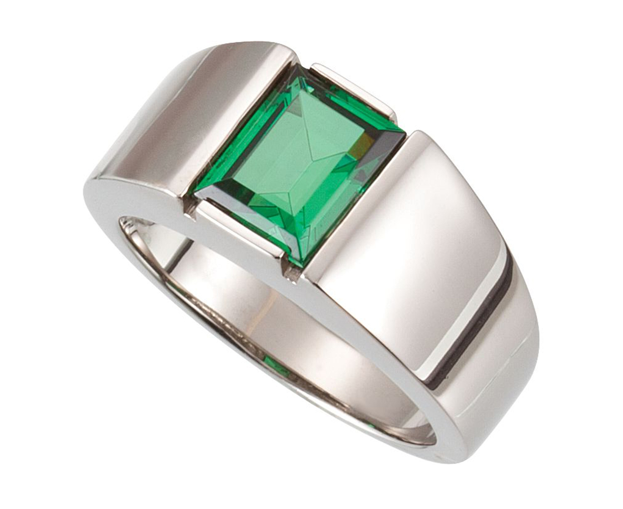 Mens white on sale gold emerald ring