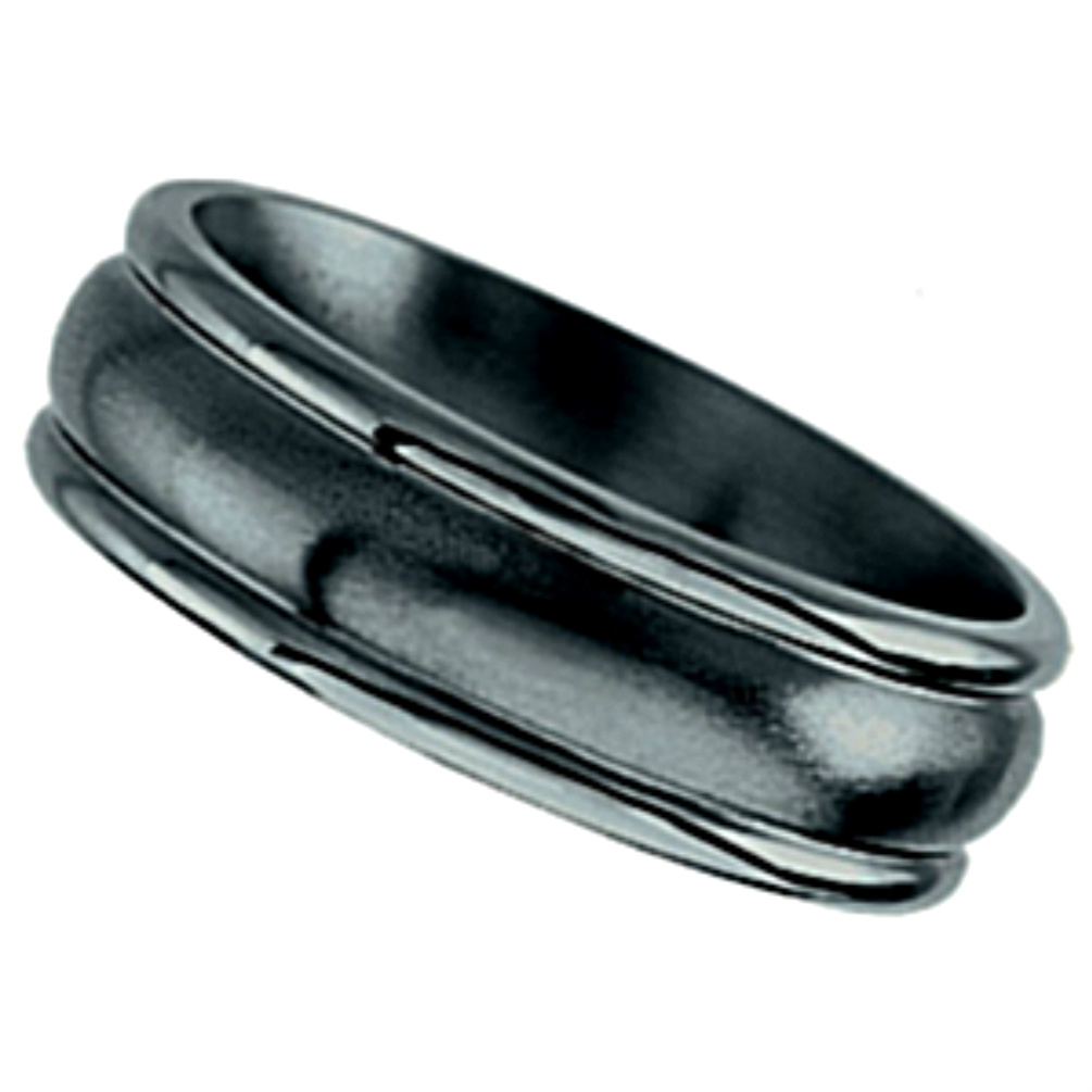 Men's Black Titanium Grooved Band. 