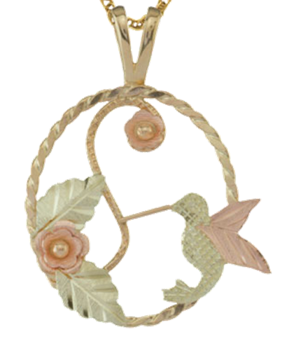 Angel Necklace in 10k Yellow Gold, 12k Green and Rose Gold Black Hills Gold Motif