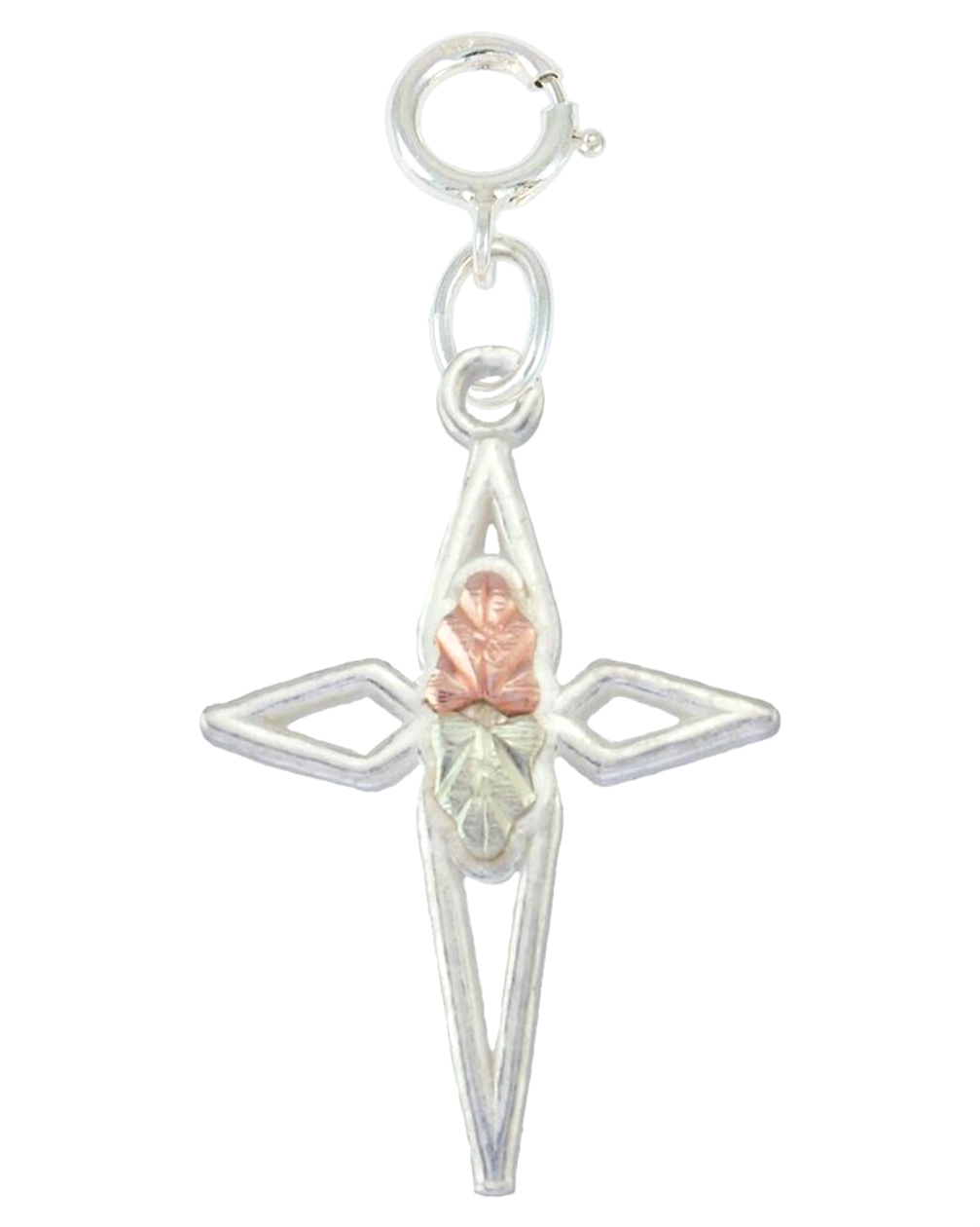 Star of Bethlehem Cross Pendant, 10k Yellow Gold, 12k Green and Rose Gold Black Hills Gold Motif