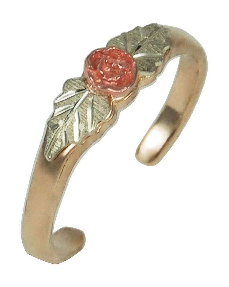 Flower Toe Ring, 10k Yellow Gold, 12k Green and Rose Gold Ring Black Hills Motif.