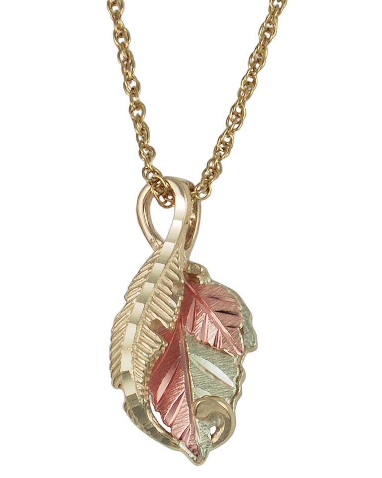Twisted Leaves Necklace, 10k Yellow Gold, 12k Green and Rose Gold Black Hills Gold Motif