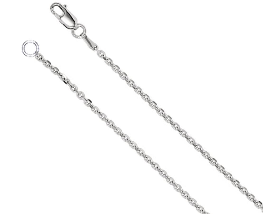 14k White Gold Diamond Cut Cable Chain with Lobster Clasp