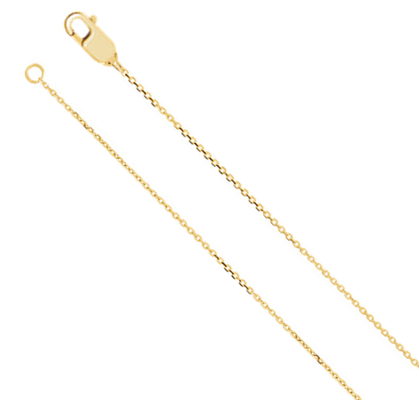14k Yellow Gold Diamond Cut Cable Chain with Lobster Clasp