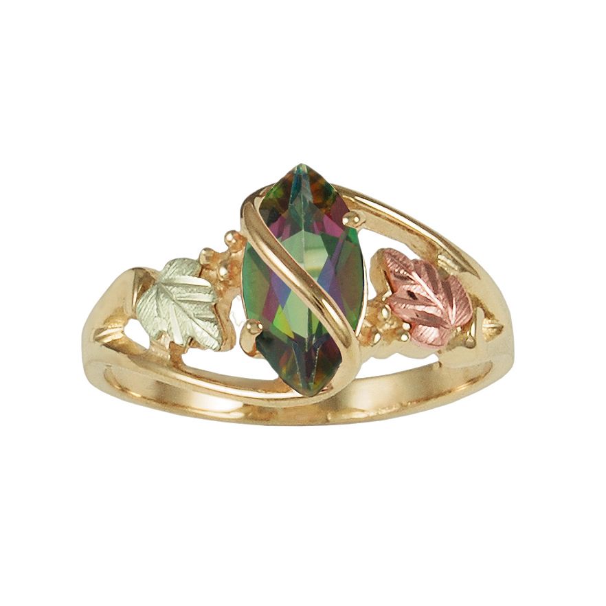 msytic-fire-black-hills-gold-ring-4351-MF-top-882 Mystic Fire Black Hills Gold Ring, 10k Yellow Gold, 12k Green Gold, 12k Rose Gold, Black Hills Gold Motif