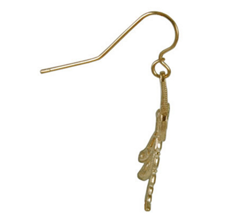 Dragonfly Earrings, 10k Yellow Gold, 12k Green and Rose Gold Black Hills Gold Side View