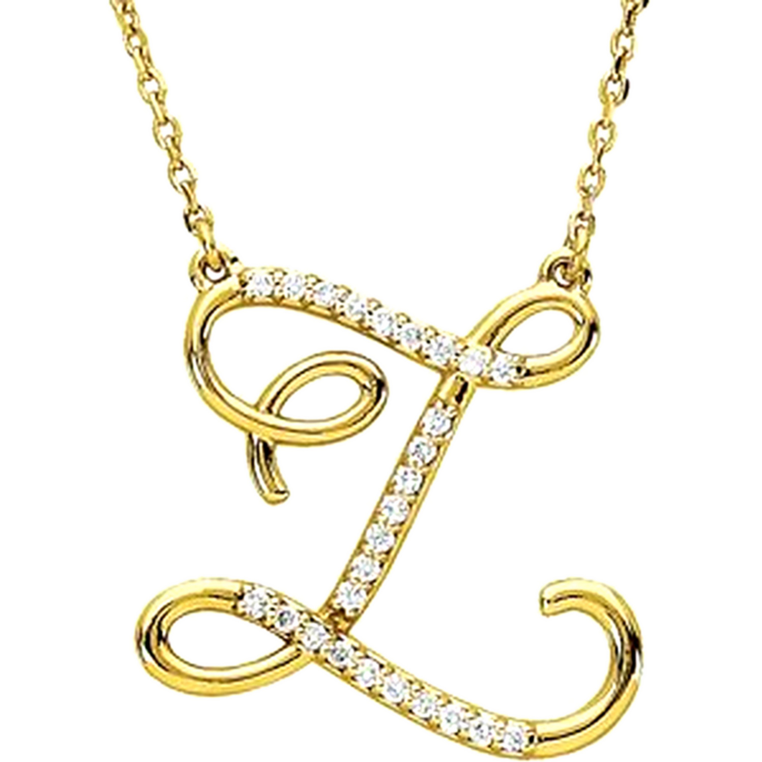 Diamond Initial Z 14k Yellow Gold Pendant Necklace, 17"