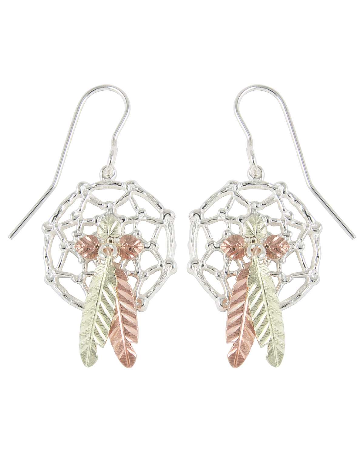  Dream Catcher Feather Earrings Black Hills Gold.