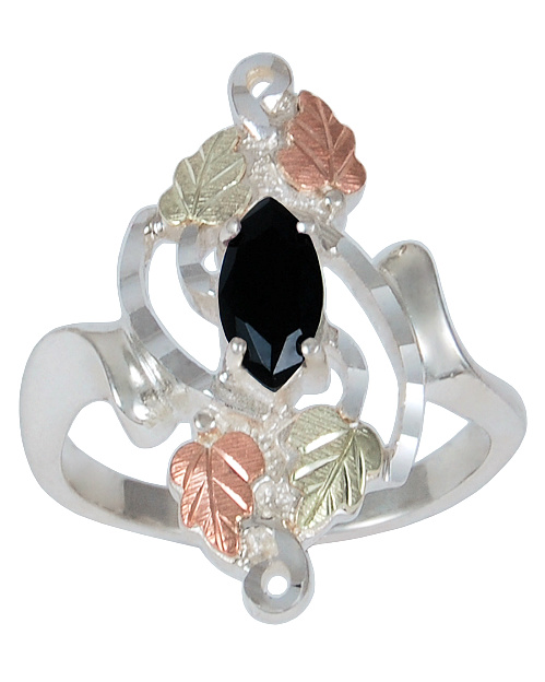 onyx-marquise-ring-sterling-silver-12k-green-and-rose-gold-black-hills-gold-motif-1803O-F-GS-500mp Onyx Marquise Ring, Sterling Silver, 12k Green and Rose Gold Black Hills Gold Motif
