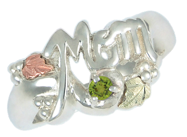 Arizona Peridot 'Mom' Ring, Sterling Silver, 12k Green and Rose Gold Black Hills Gold Motif