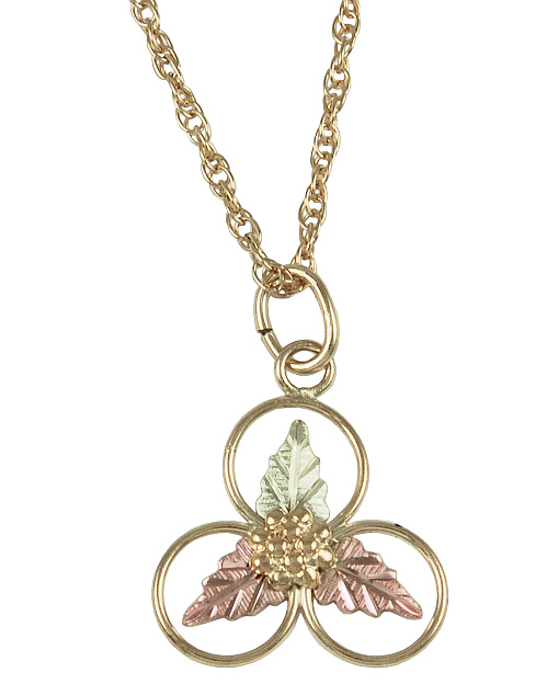 Triple Circle Necklace in 10k Yellow Gold, 12k Green and Rose Gold Black Hills Gold Motif