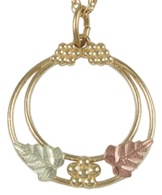 Circle Necklace in 10k Yellow Gold, 12k Green and Rose Gold Black Hills Gold Motif