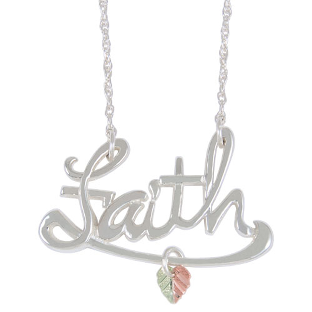 faith-floating-leaf-black-hills-gold-necklace-3620-GS-1006 'Faith' Black Hills Gold Necklace, Sterling Silver, 12k Rose Gold, 12k Green Gold Black Hills Gold Motif