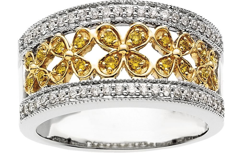 Diamond flower hotsell band ring