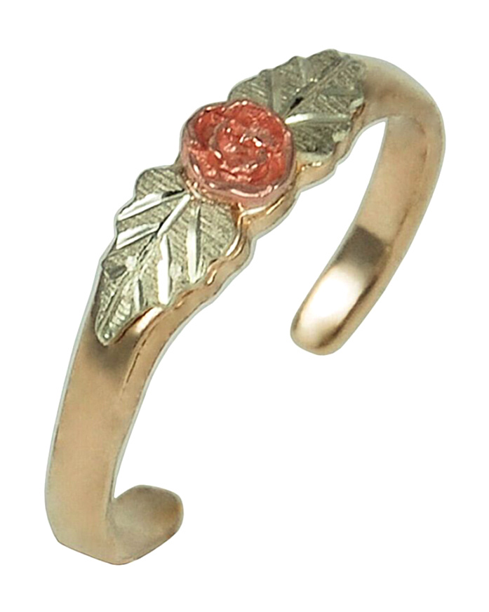 Rose Toe Ring, 10k Yellow Gold, 12k Green and Rose Gold Black Hills Gold Motif. 