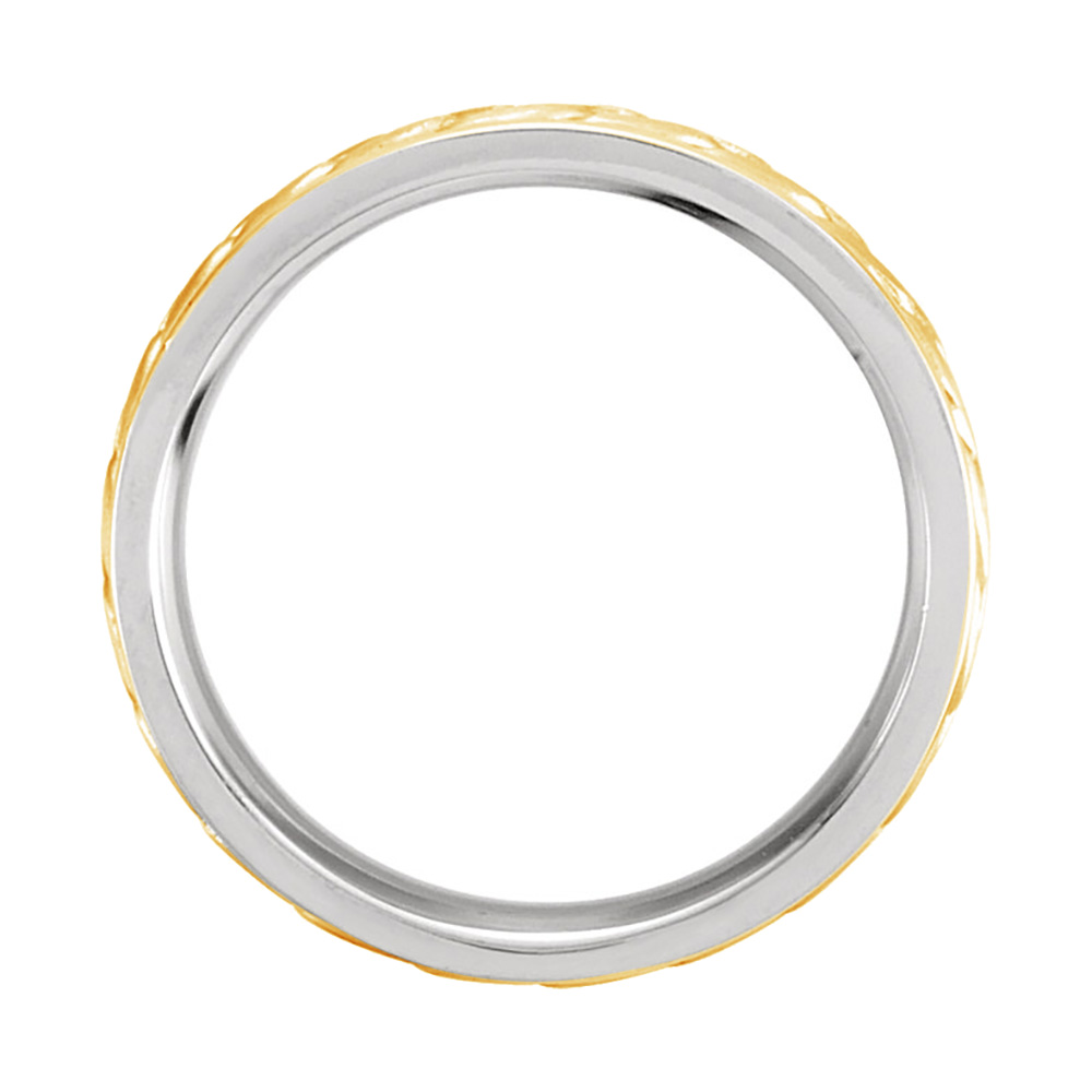 Hand Woven Braid and Rope Trim Ring, 6.75 mm 14k White and Yellow Gold