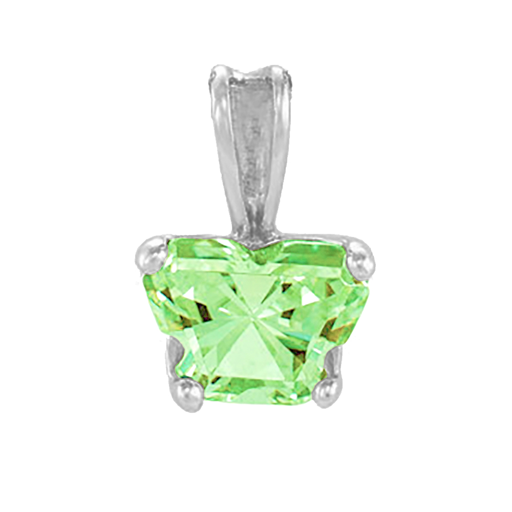 Girl's Bfly Lime Cubic Zirconia 10k White Gold Pendant